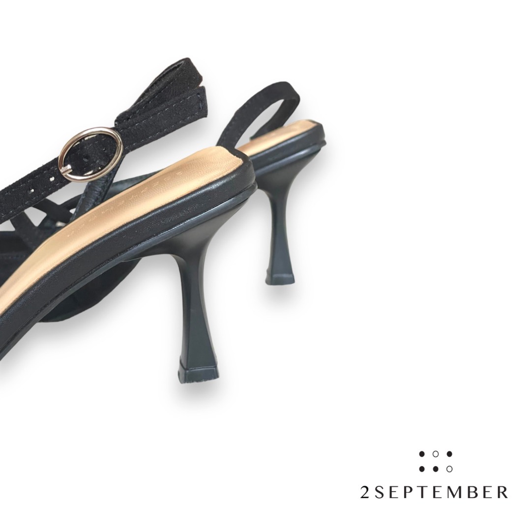 Giày cao gót Slingback 7cm mũi nhọn 2September Ylang Black