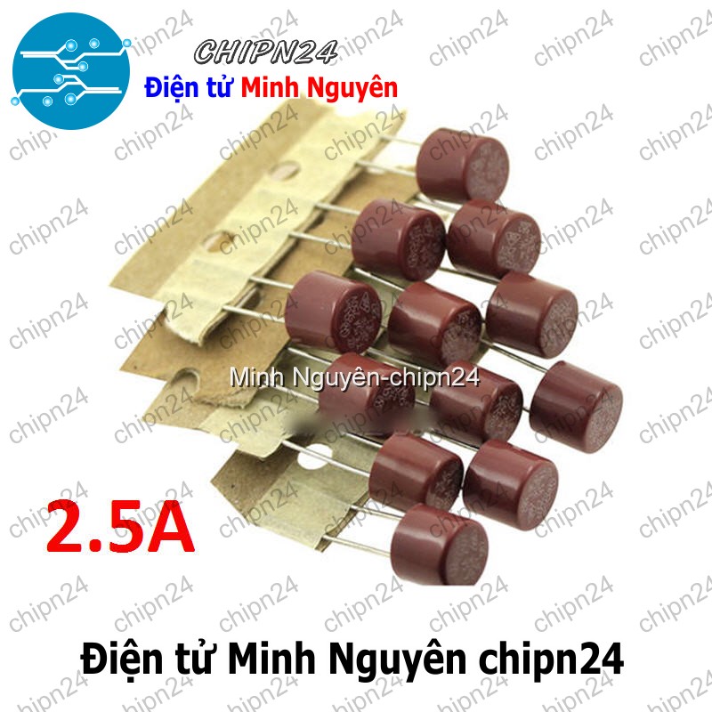 [2 cái] (K448) Cầu Chì Tròn 2.5A 250V 8x8mm (T2.5A250V 382) - HH006152