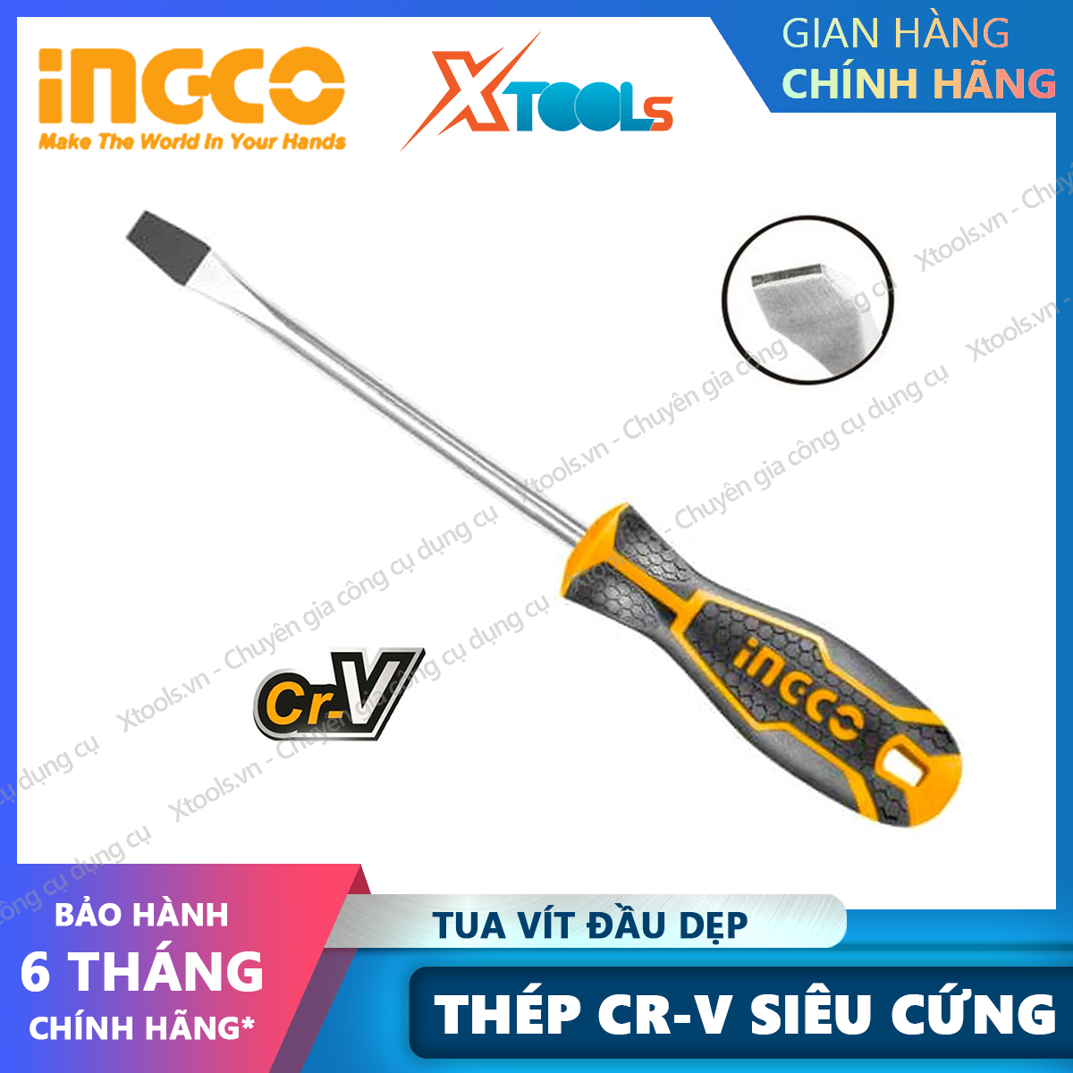 Flathead screwdriver flat head snuff permanent magnet cữu ingco 2 way đủ sizes steel CR-V superhard anti-stainless bumps warped [xsafe] [XTools]