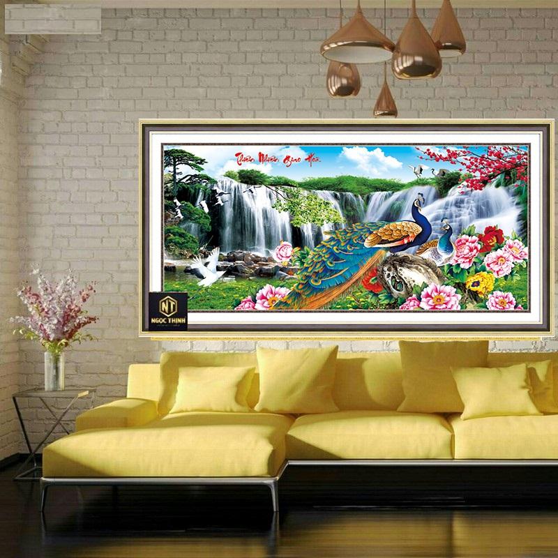 Tranh đính đá mẫu mới Thiên Nhiên Giao Hòa-KT: 100x50