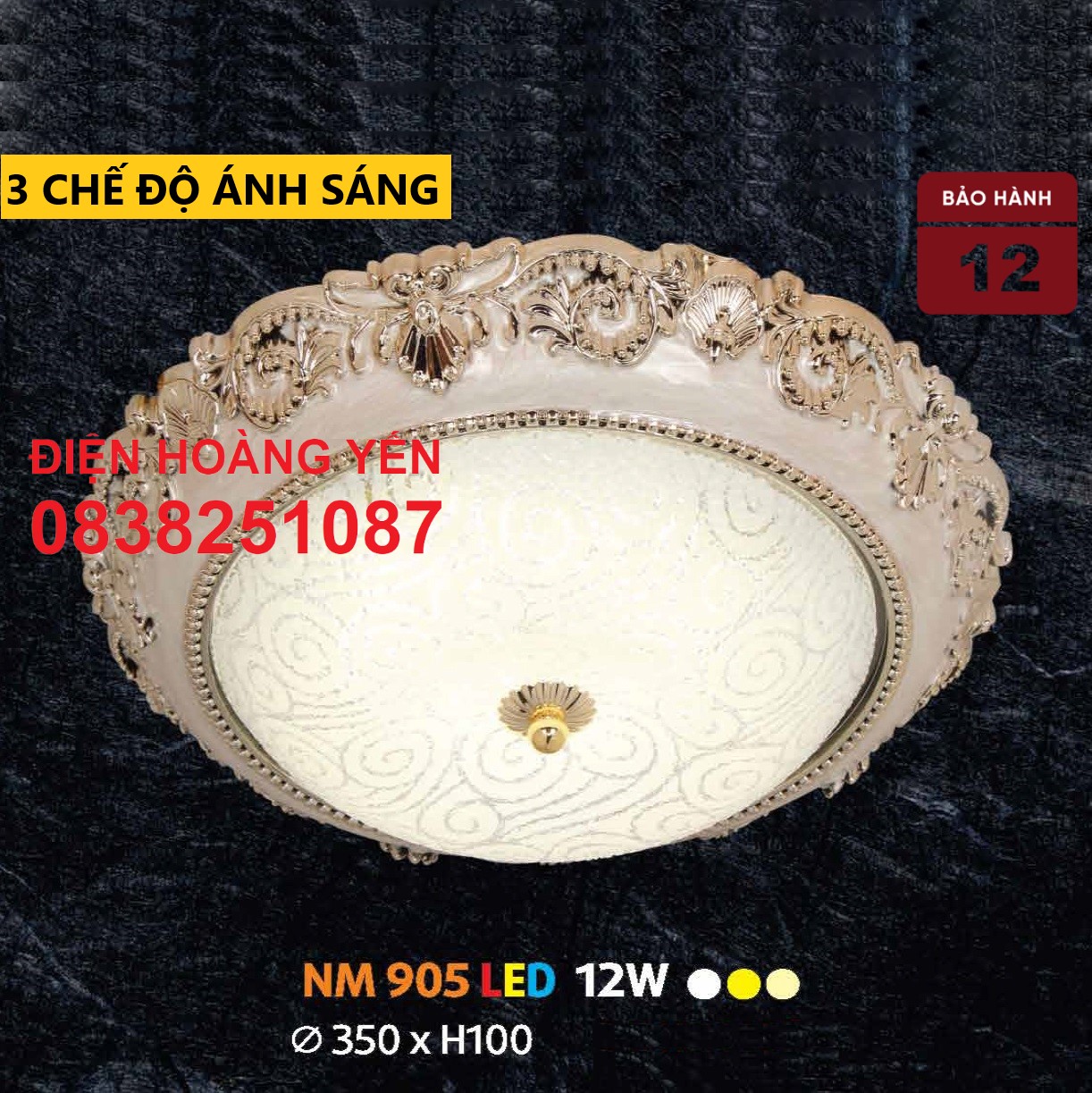 đèn mâm led ốp trần cổ điển
