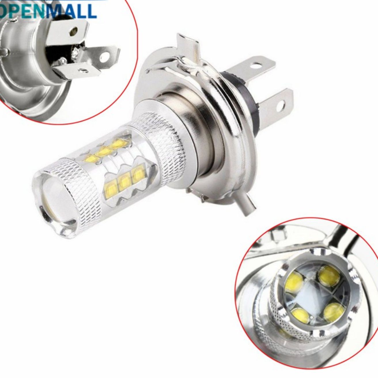 1 BÓNG ĐÈN PHA LED H4-80W SIÊU SÁNG XE MÁY ÔTÔ MẪU MỚI RA XUYÊN ĐÊM