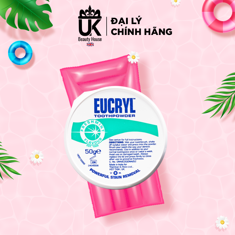 Bột tẩy trắng răng cấp tốc từ Anh Quốc EUCRYL 50g
