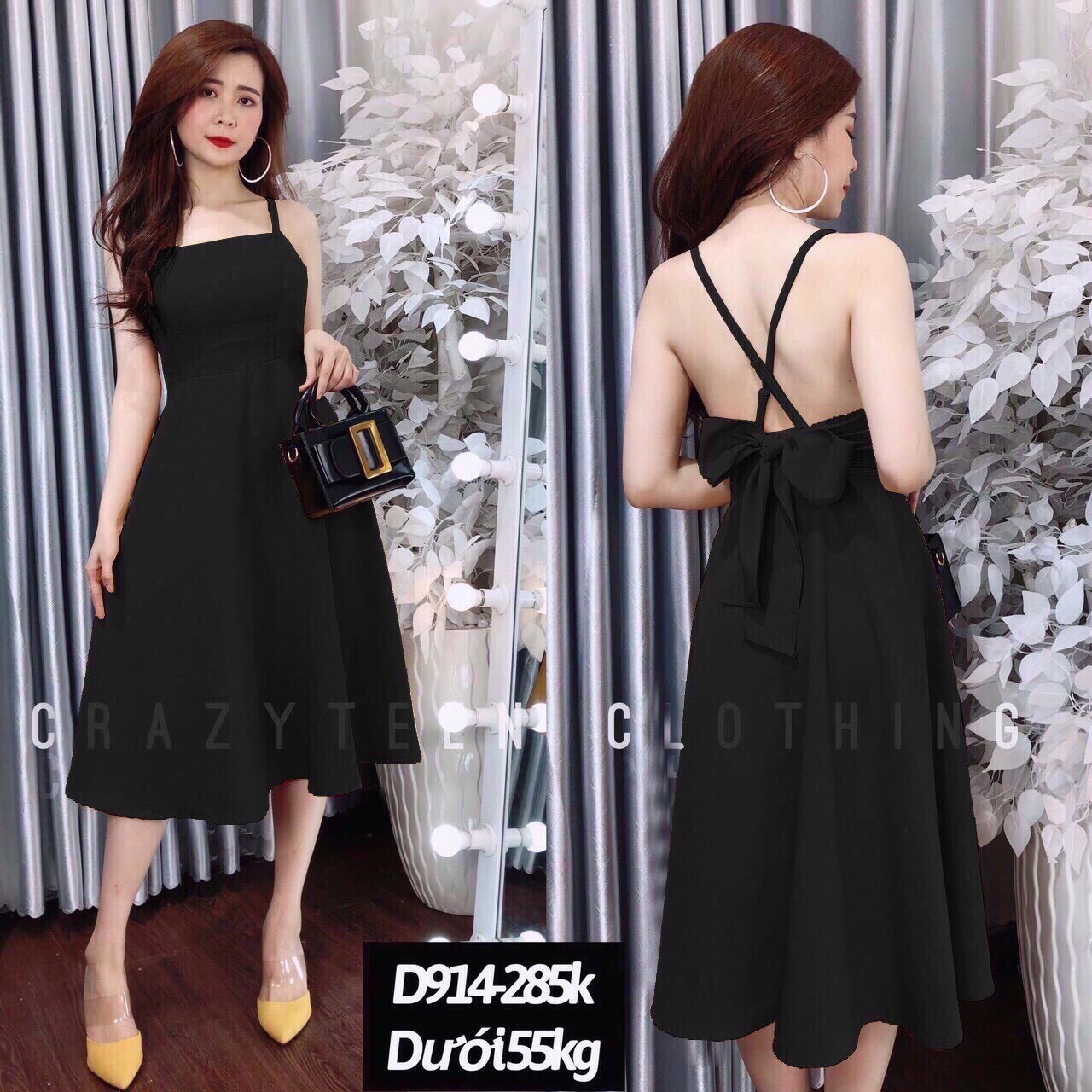[HCM]Đầm nữ cổ yếm nơ lưng siêu xinh