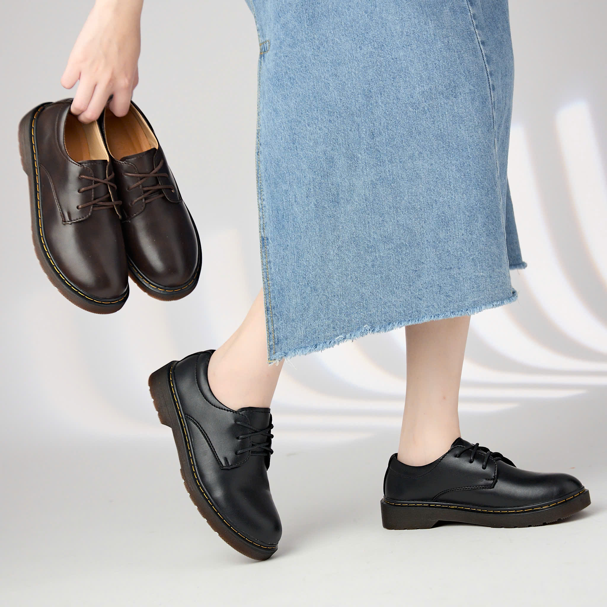 Giày Oxford MWC S121 (9637) - Giày Oxford Chất Liệu Da Kiểu Dáng Buộc Dây Basic