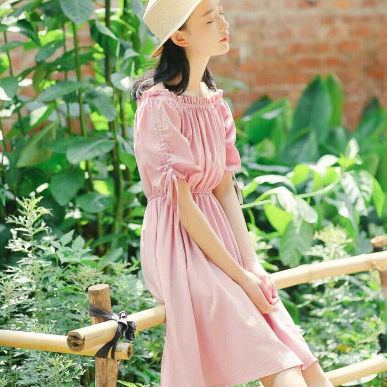 Đầm xòe tay lỡ trễ vai siêu xinh
