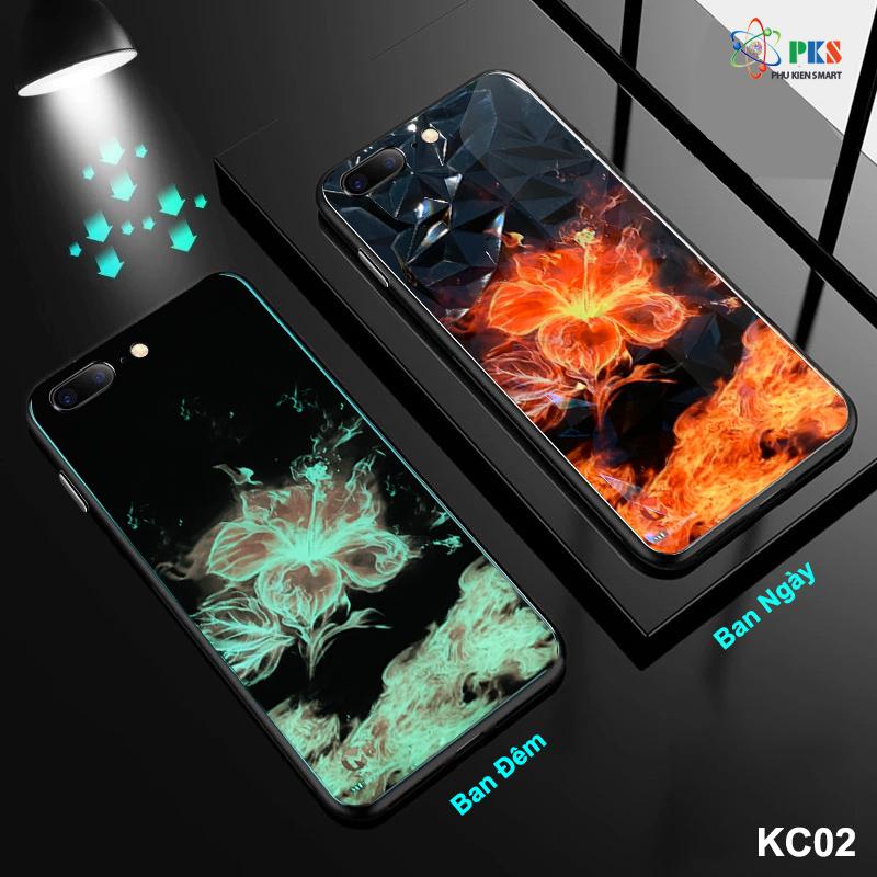 Ốp lưng Iphone 6 Plus/6s Plus in 3D hình hoa lửa da quang mặt kính cường lực