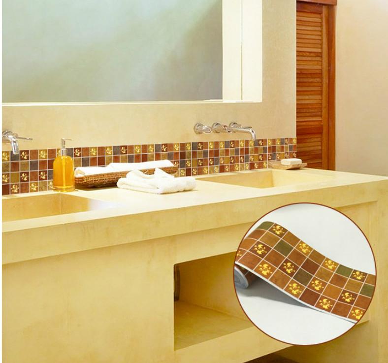 Cuộn 10m len dán viền tường keo sẵn ô vuông nâu (chiều cao 10cm)