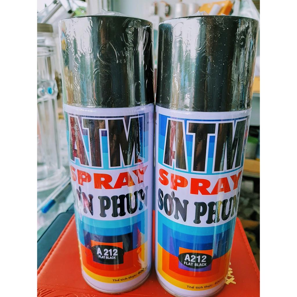 Sơn Xịt màu pha sẵn ATM A212 400ml màu đen mờ (flat black).