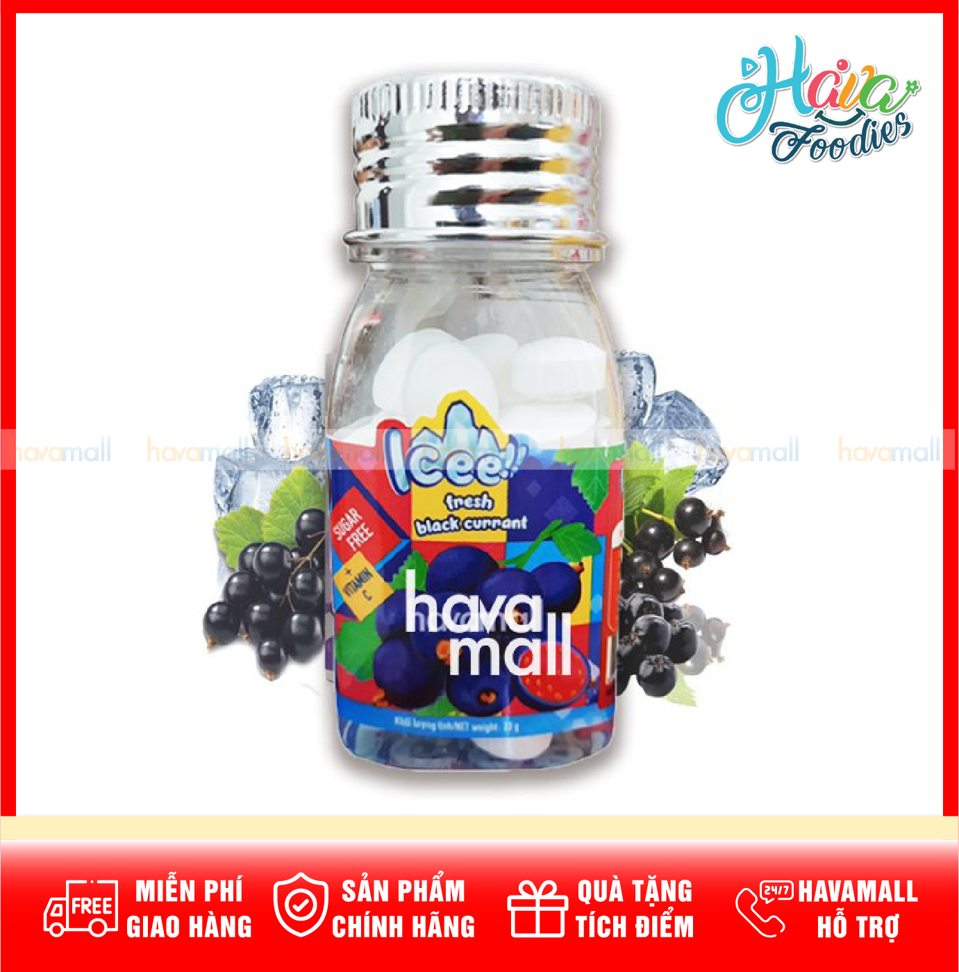 Kẹo icee vị lý chua đen – icee candy black currant 23g