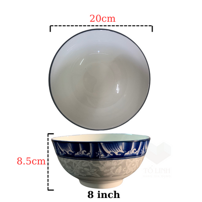 Bộ gốm sứ hoa cổ 003, tô phở sứ hoa cổ, bát gốm sứ 11.5cm tô sứ chén sứ.