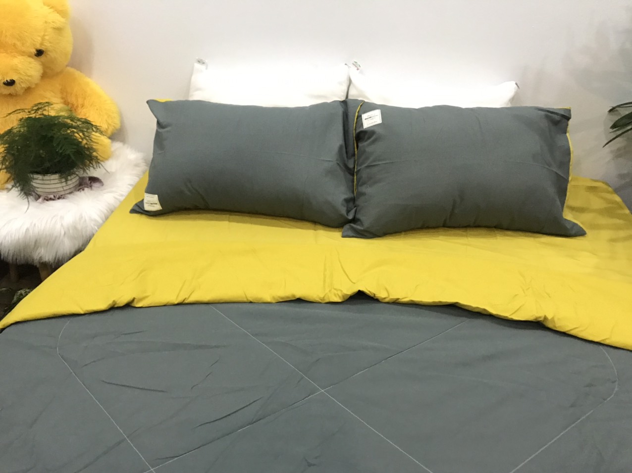 Bộ Chăn Ga Gối Cotton TiCi ( gồm 1 chăn hè đã chần bông, 1 ga và 2 vỏ gôi nằm )