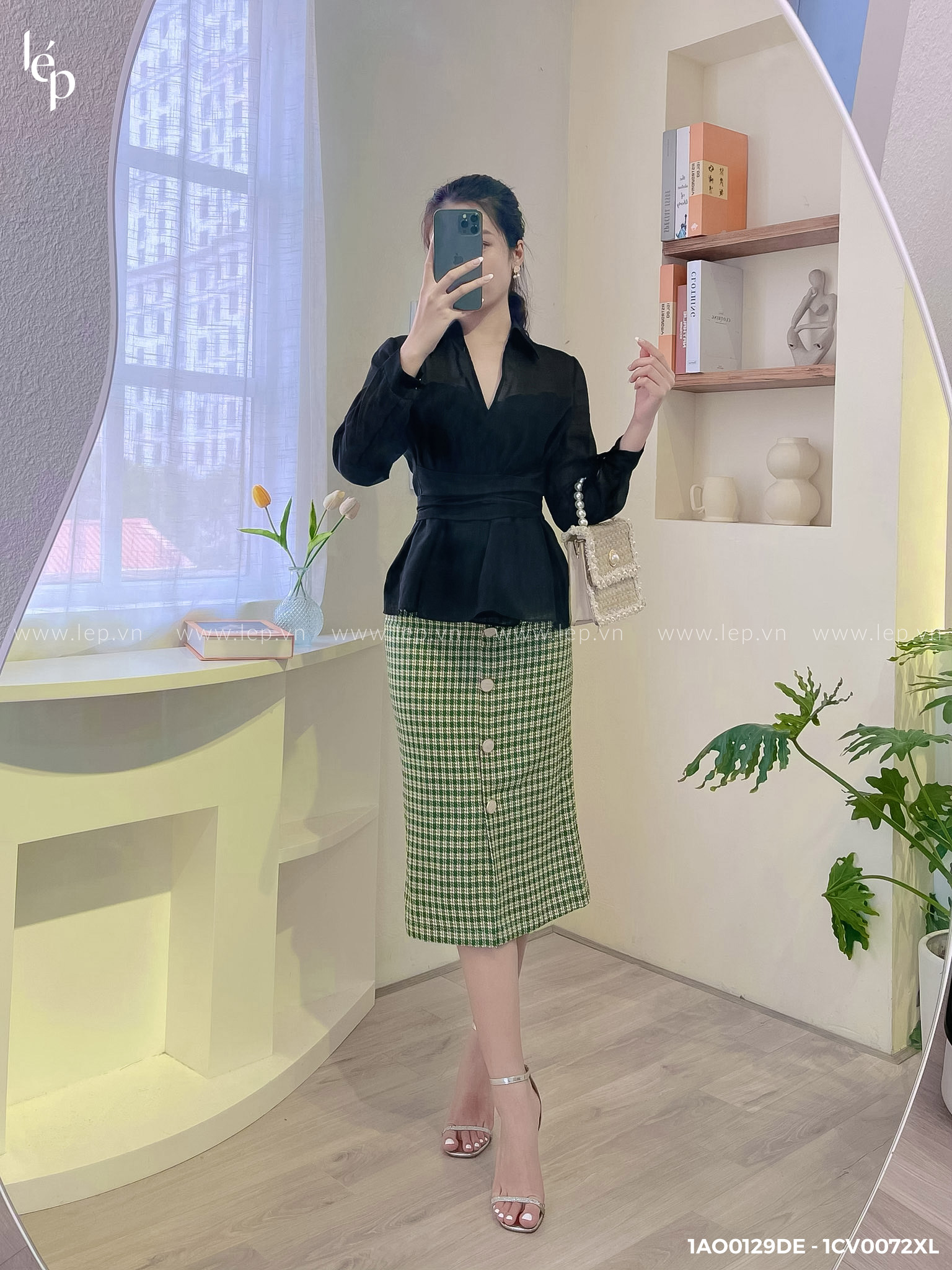 Áo sơ mi nữ wrap tơ nến 1AO0129DE Lep'