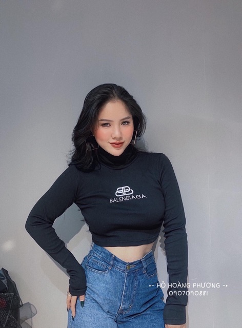 Áo croptop cổ lọ