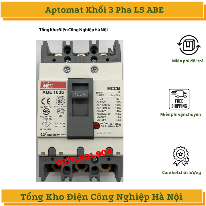 APTOMAT Át khối 3 Pha MCCB LS 3P ABE 20A 100A