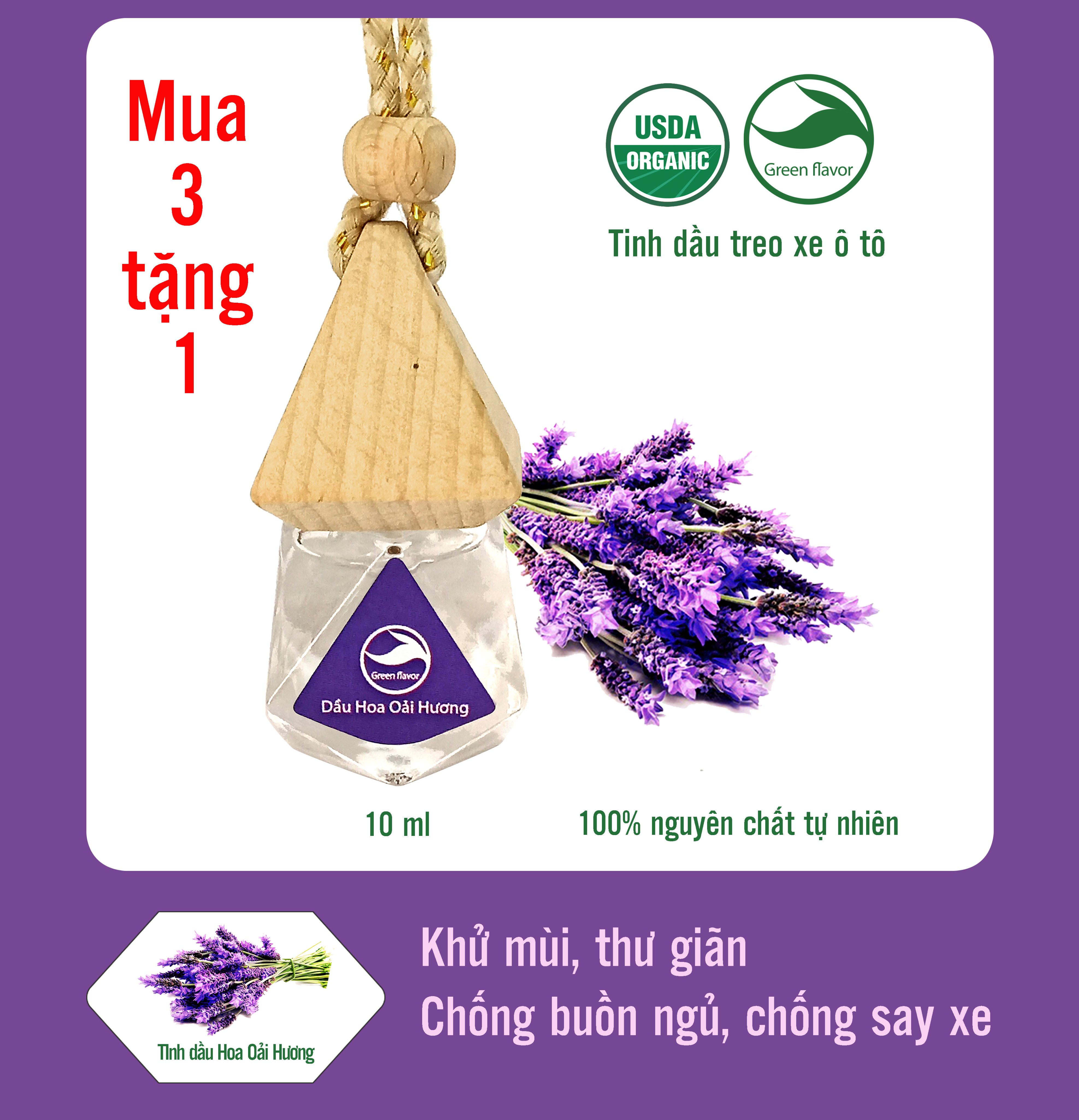 Tinh Dầu Sả Java - Dạng treo xe, khử mùi, tỏa hương thư giãn.