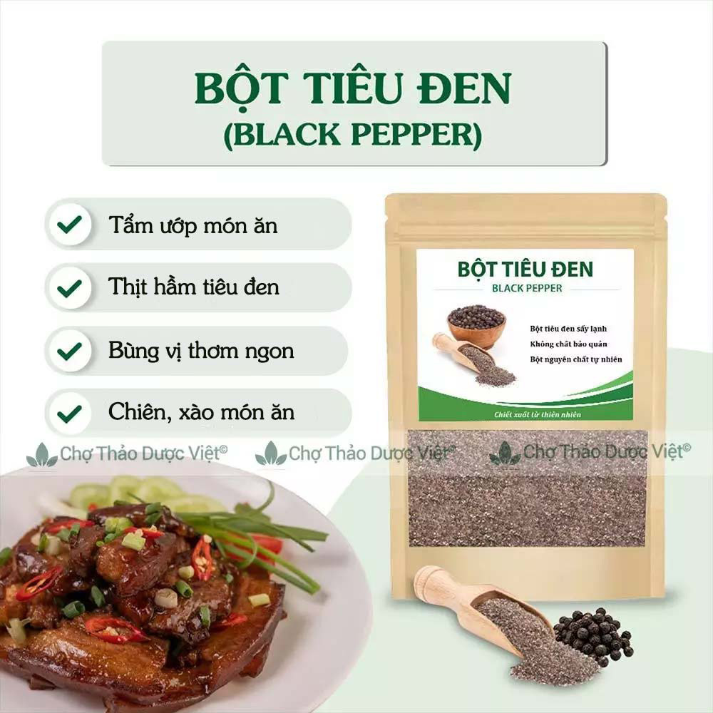 Bột tiêu đen hữu cơ 1kg ( Bột hạt tiêu đen rang, cay thơm cay nồng)- Chợ Thảo Dược Việt