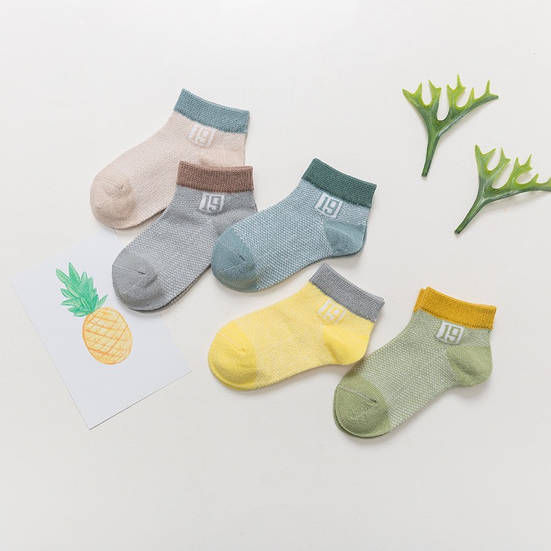 Set tất lưới trẻ em 5 đôi, chất lưới co giãn thông thoáng cho bé