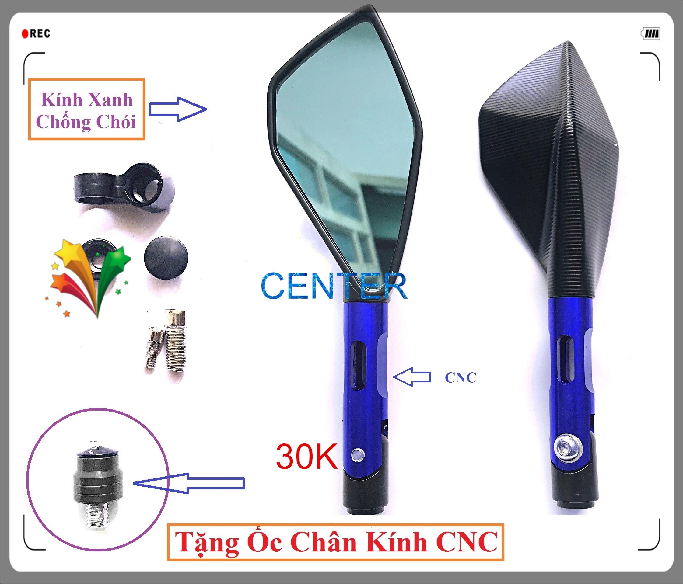 [ Tặng Ốc Chân Kính CNC ] Gương 5 cạnh cao cấp bên TRÁI Màu Đỏ