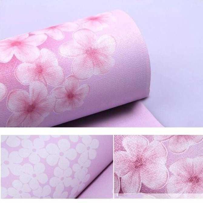 Giấy dán tường hình tú cầu hồng ( cuộn dài 10m khổ rộng 45cm, có sẵn keo)