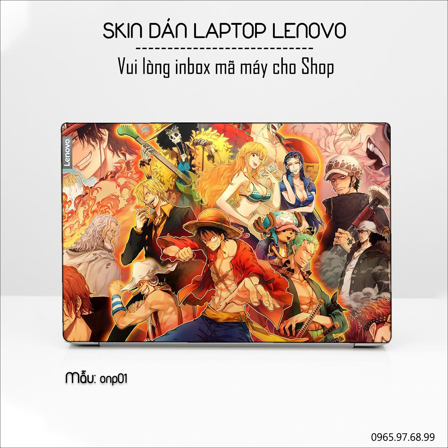 Decal Skin dán Laptop Lenovo mẫu One Piece (inbox mã máy cho shop)