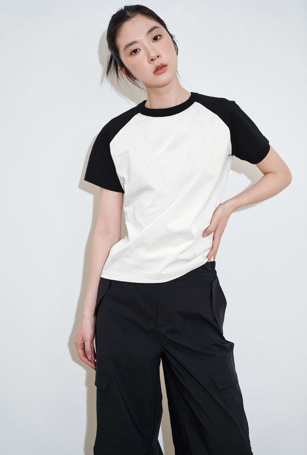 Áo baby tee phối trơn ABPTT01 Miucho cotton cổ tròn in basic