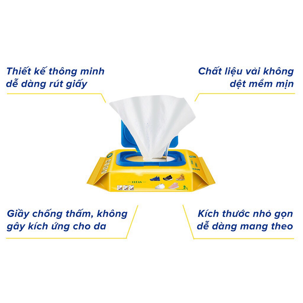 ⛔GIADUNGHOALONG⛔ Bịch 30 tờ giấy lau giày (LOẠI LAU GIÀY)