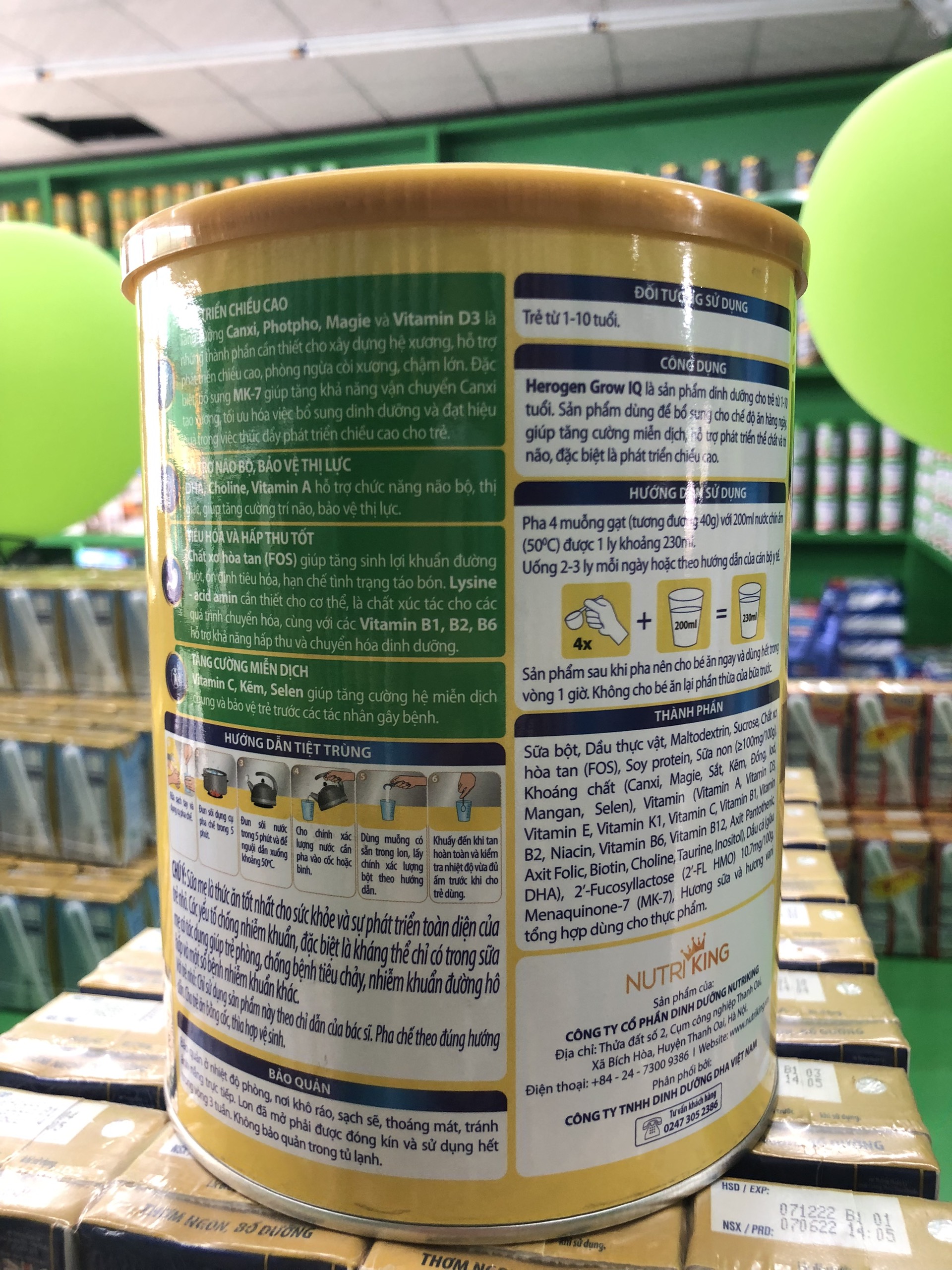 Sữa bột Herogen Grow IQ 900g
