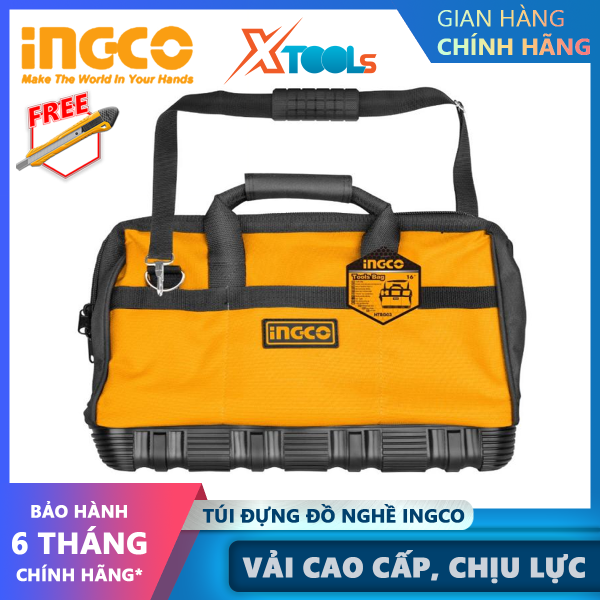Túi đựng đồ nghề INGCO HTBG03 | giỏ đựng công cụ kích thước 16 inch có quai đeo trên vai chứa các thiết bị, đồ nghề [CHÍNH HÃNG] [XTOOLs]