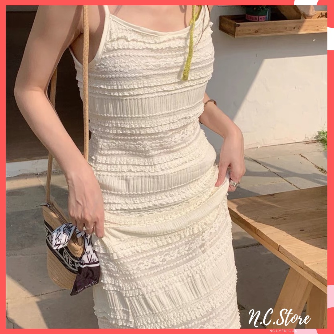 Đầm Ren 2 Dây Maxi Vintage Hàng QC cao Cấp