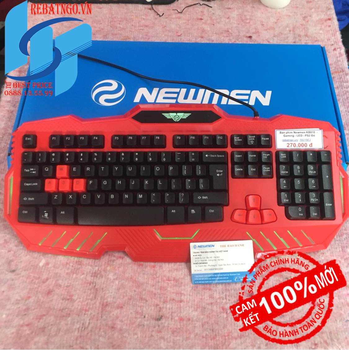 Bàn phím Newmen KB810  - Gaming - LED - PS2 Đỏ