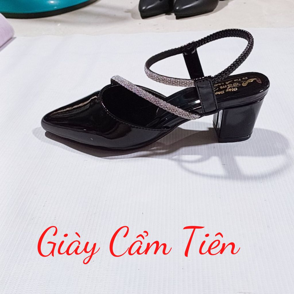 Giày sục bít mũi nữ cao gót ( big size) size 33-43  gót  3cm,5cm  đính đá (ảnh thật )