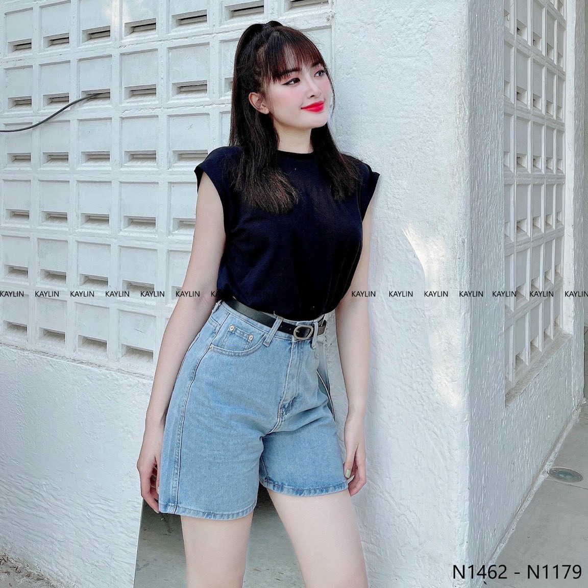 Quần Short Ngố Jean Nữ Trơn-JT