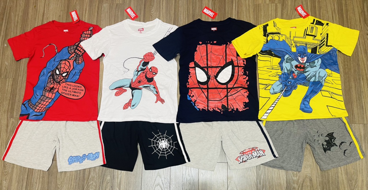 Bộ bé trai size đại Spiderman xuất khẩu cho bé 20-58 kg (Xanh dương), bộ bé  trai xuất khẩu 