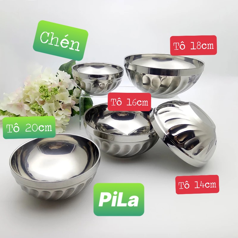 Combo 5 Chén Ăn Cơm Inox 2 LỚP KIỂU Xoắn Cao Cấp