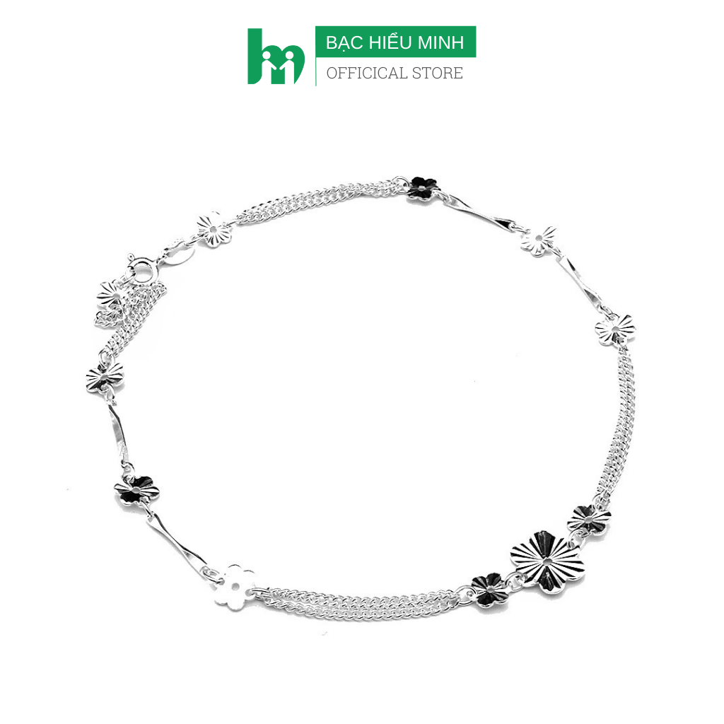 Vòng Tay Lắc Tay Nữ Bạc 925 Cao Cấp  Bạc Hiểu Minh LTU009 Dây Kép Bảo Hành Vĩnh Viễn