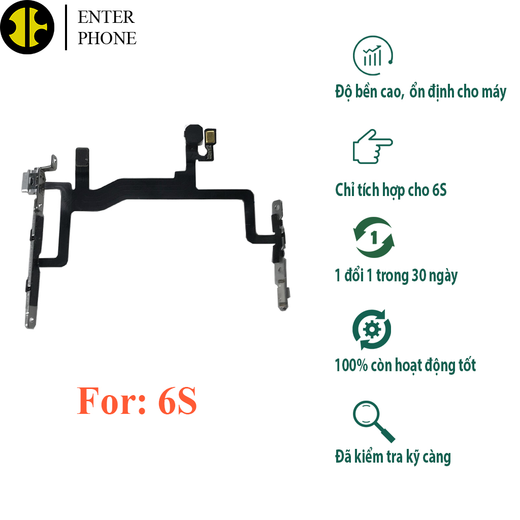Cáp dùng cho đt 6g/ 6s/ 6 plus/ 6s plus/ 7g/ 7 plus tăng giảm âm lượng, gạt rung zin bóc máy
