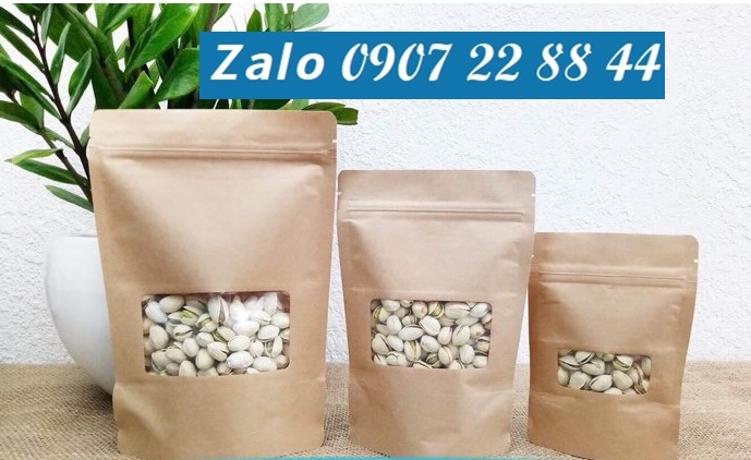 1KG TÚI ZIP GIẤY KRAFT CÓ CỬA SỔ
