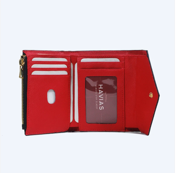 Heart2 havias ví gấp mini da bò thật saffiano ý 100%