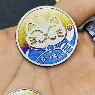 ĐỘC LẠ ) TEM TITAN LOGO MÈO MAY MẮN TO DÁN TRANG TRÍ XE MÁY 