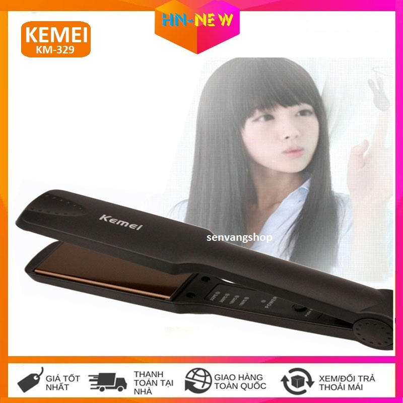 Máy ép tóc kemei KM-329, máy ép tóc mini giá rẻ 3 trong 1 siêu thẳng, máy là tóc làm tóc duỗi tóc kemei chất lượng như panasonic cao cấp