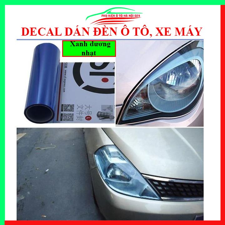 Phim decal dán chóa đèn ô tô, xe máy màu xanh dương nhạt 30x60cm, film dán chống xước, tạo màu trang trí xe cực đẹp