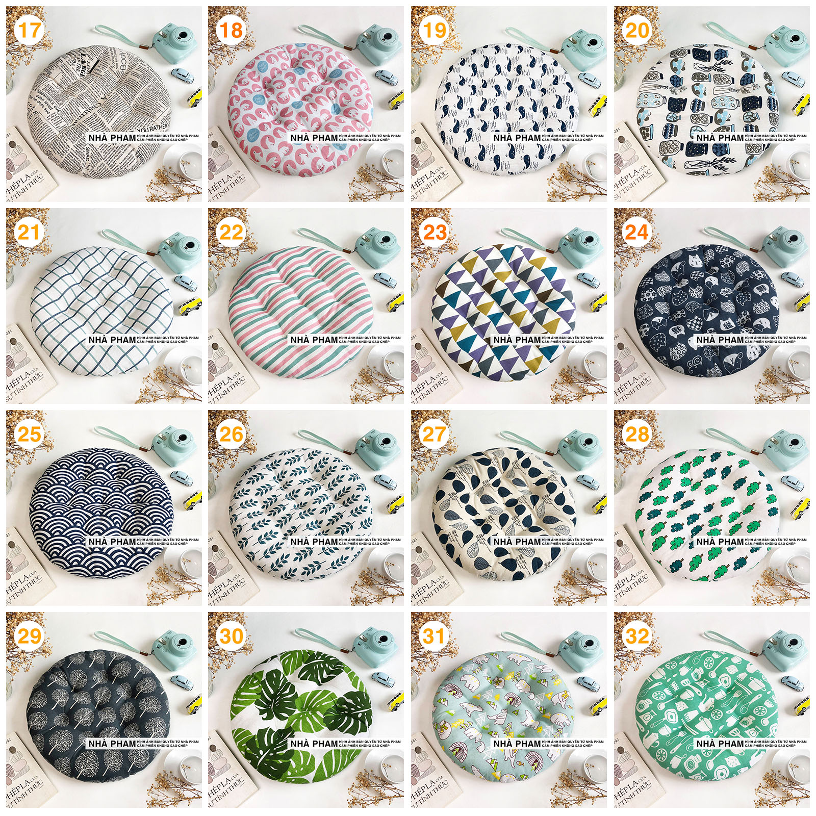 Đệm Tròn Ngồi Bệt PATTERN PHAM (40,45,50cm) (NO17-32)