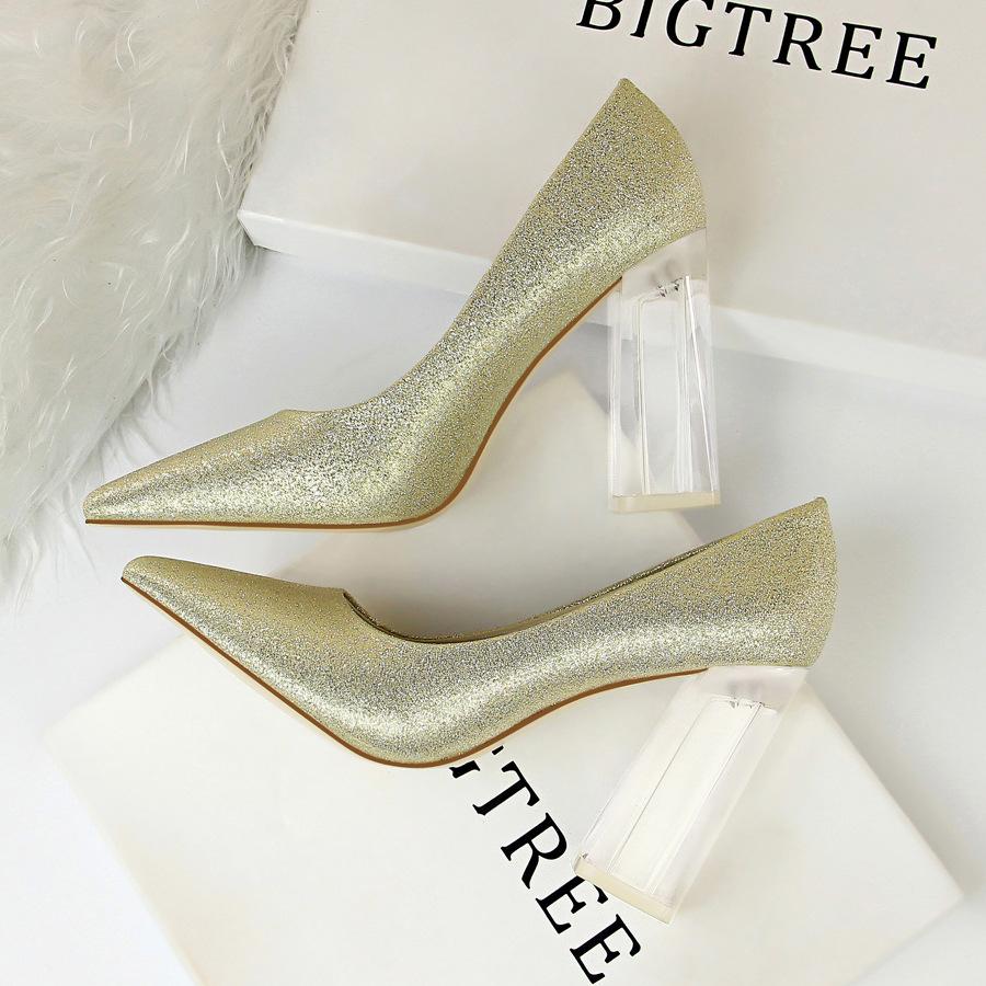 2993-1 high heels Bigtree Đế square transparent