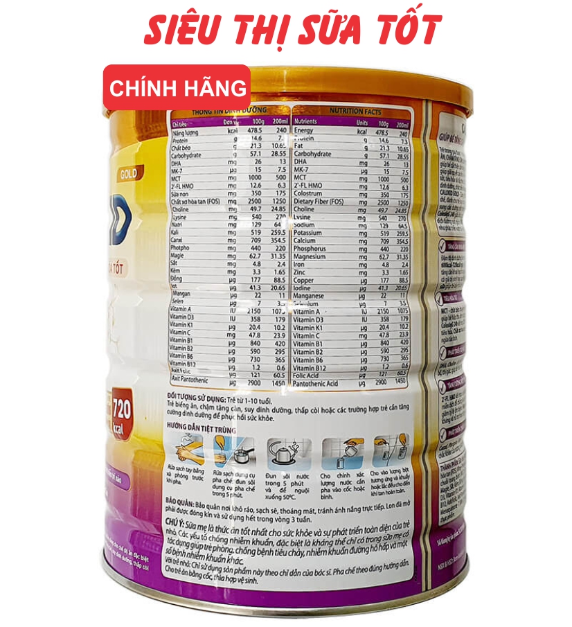 Sữa bột Calokid Gold 1+ 900g (Tiêu hóa tốt, tăng cân đạt chuẩn)