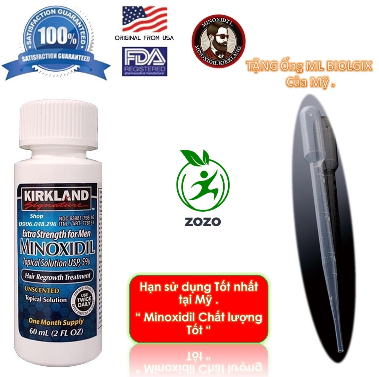 Tinh Chất Mọc Tóc và Râu MINOXIDIL 5% dạng lỏng - Chính Hãng