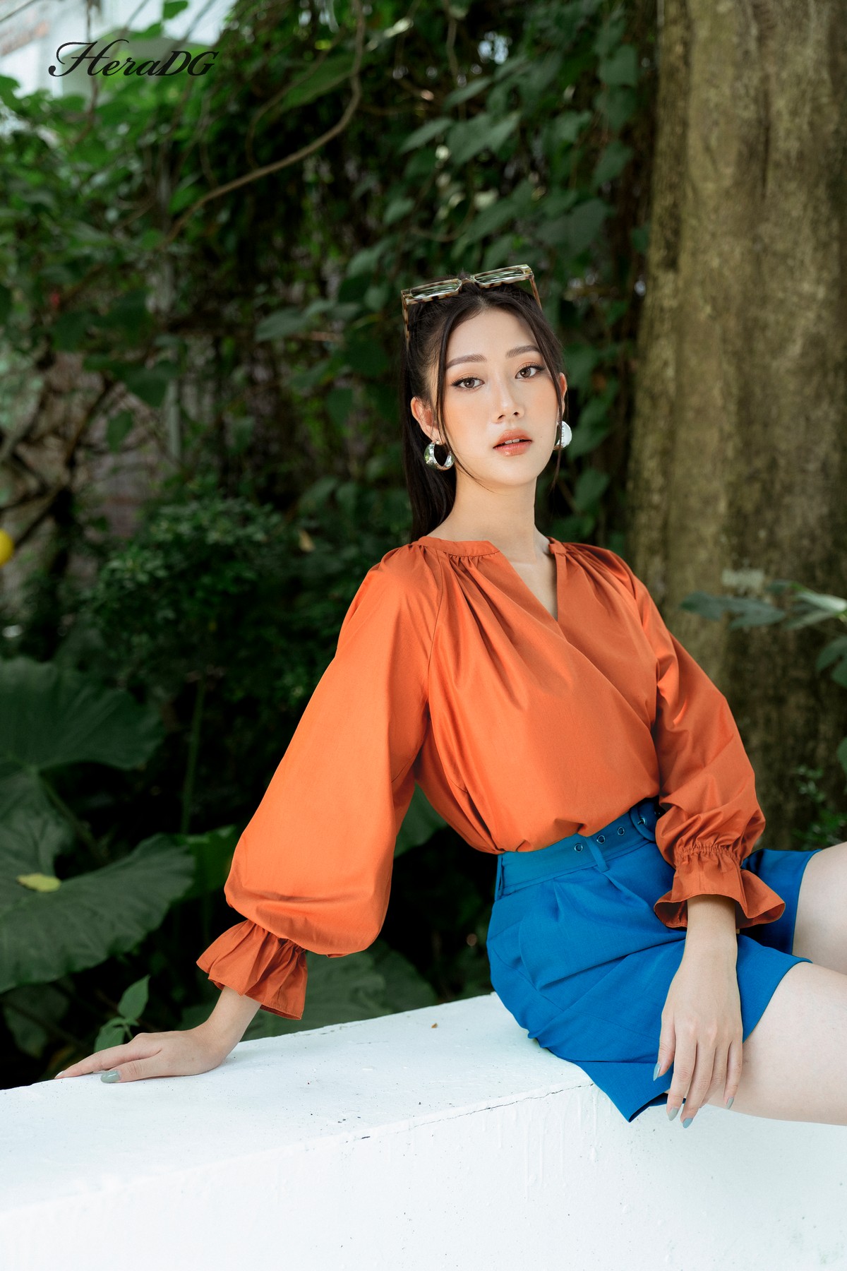 Voucher siêu sale 15% áo kiểu nữ dáng suông heradg cổ nhún tay loe sakbb5066