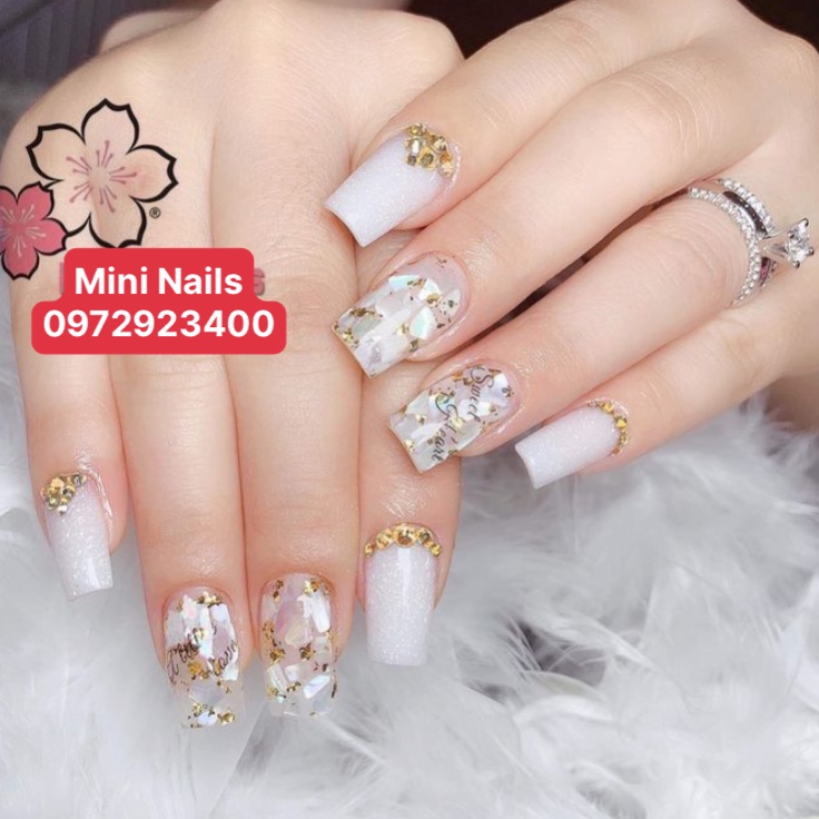 Set Xà Cừ Trắng Ngọc Trai Siêu Mỏng - Nail937