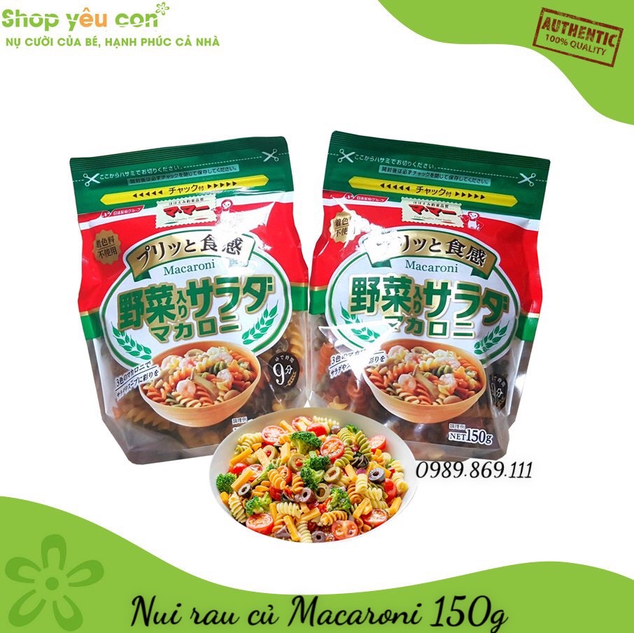 Nui rau củ cho bé - Nui Xoắn Vị Rau Củ Nissin Macaroni 150g (Cho bé trên 9 tháng tuổi)