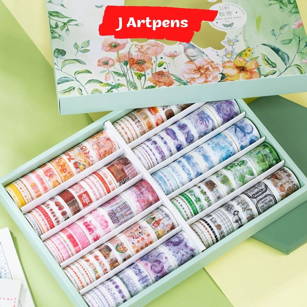Hộp 100 Cuộn Washi Tape Dễ Thương